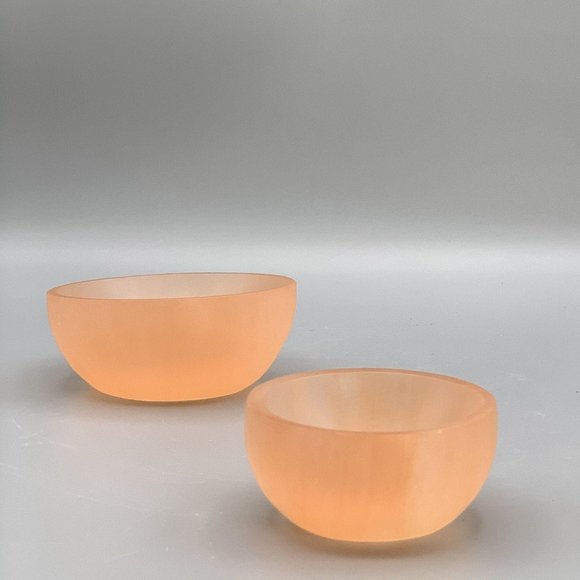 Orange Selenite Crystal, Peach Selenite Bowl - 4" - Picture 3 of 3